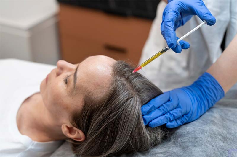 tiêm huyết tương giàu tiểu cầu chữa rụng tóc mãn kinh