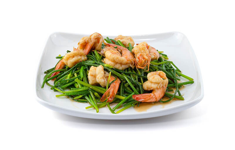 Lá hẹ xào tôm trị yếu sinh lý nam