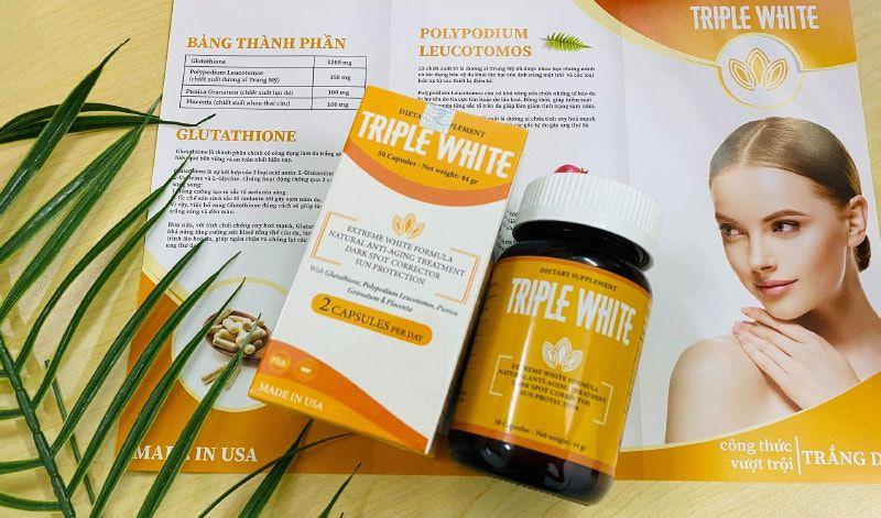 Viên uống trắng da Mỹ Dietary Supplement Triple White Viên uống trắng da Mỹ Dietary Supplement Triple White
