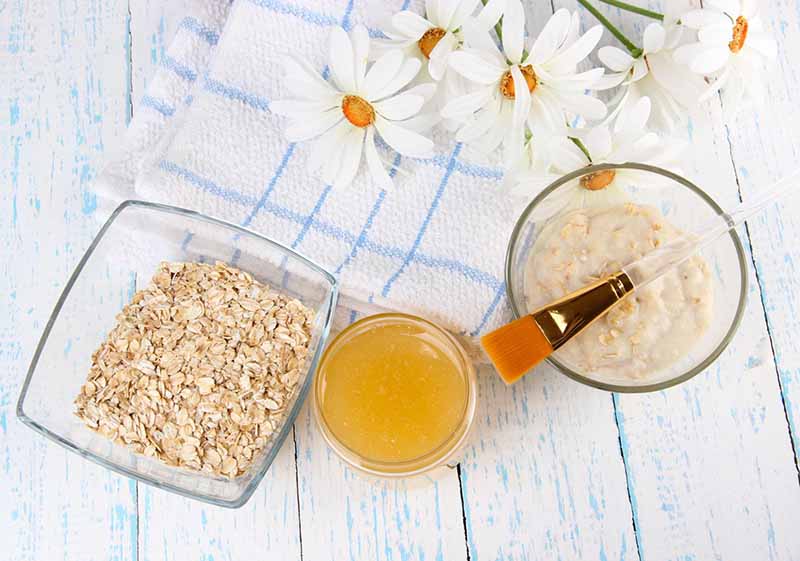 Đắp mặt nạ dầu oliu và yến mạch