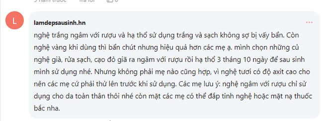 Review làm trắng da bằng rượu nghệ có tốt không