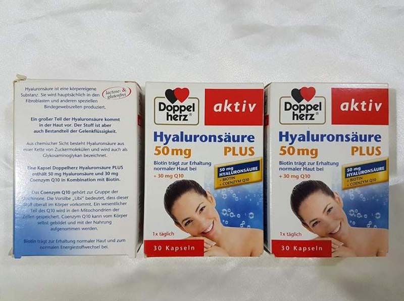 Viên uống trắng da của Đức Doppelherz Hyaluronsäure Plus ngăn ngừa tình trạng da chảy xệ