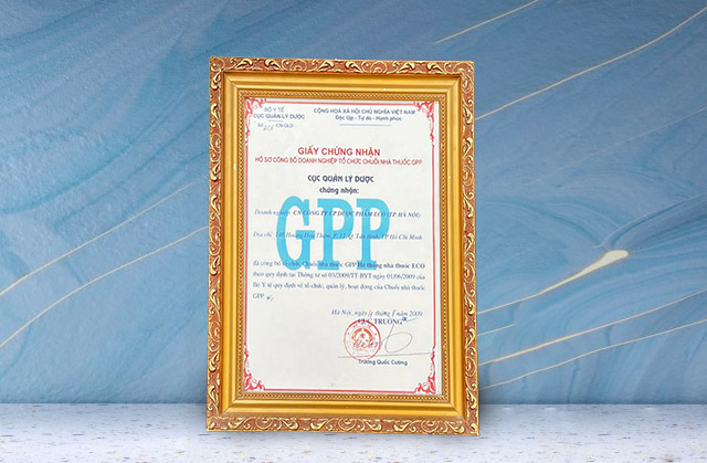 Giấy chứng nhận chuỗi nhà thuốc GPP