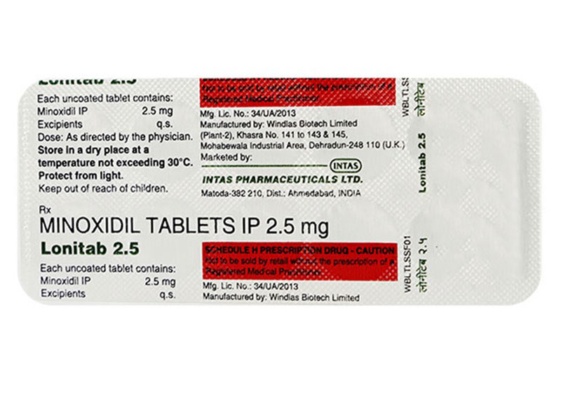 mặt sau minoxidil 2.5mg