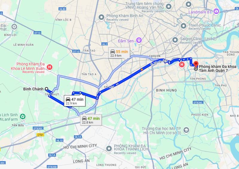 Dễ dàng di chuyển đến Phòng khám Đa khoa Tâm Anh Quận 7