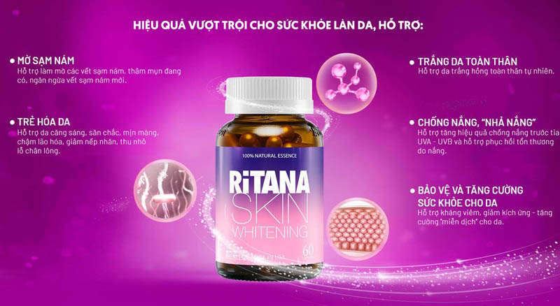 Viên uống hỗ trợ trắng da của Mỹ RiTANA Skin Whitening