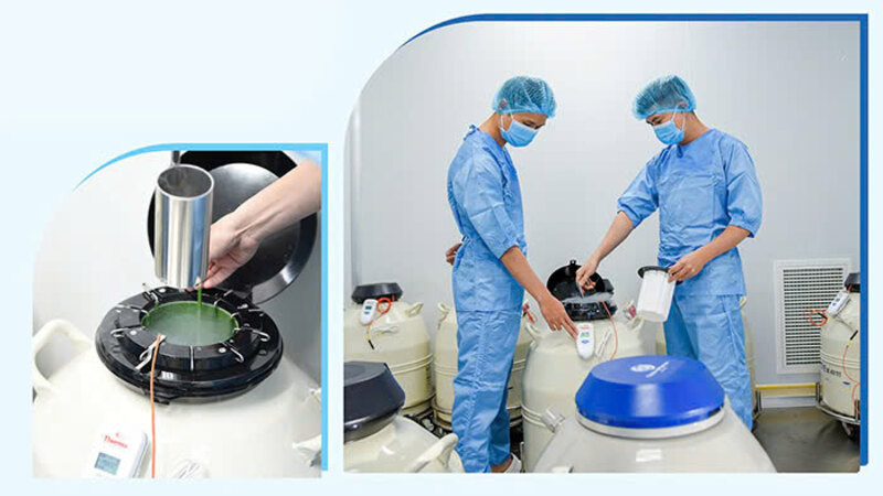 bình trữ lạnh có chứa nitơ lỏng