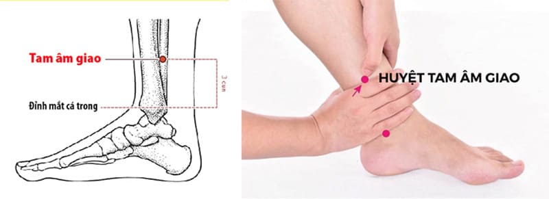 massage huyệt tam giao điều hóa khí huyết