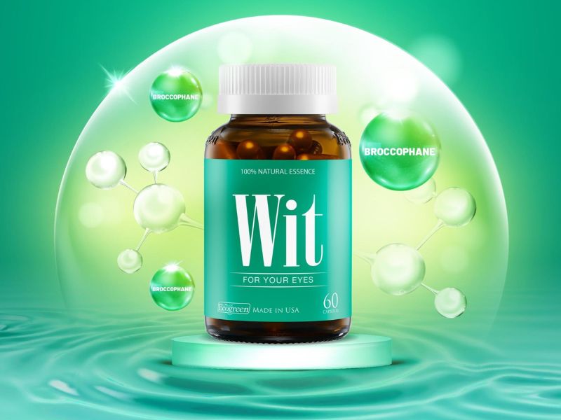 Viên uống bổ mắt Wit chứa tinh chất Broccophane giúp hỗ trợ tăng cường thị lực, giảm mờ và mỏi mắt. 