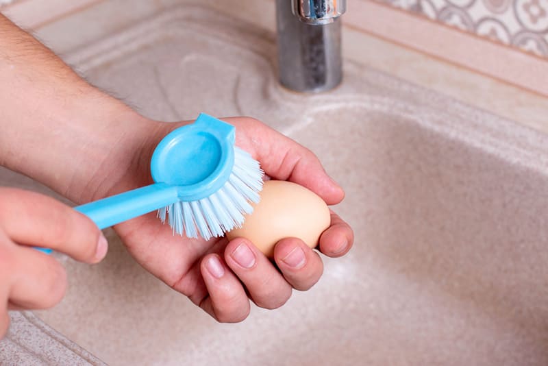 rửa sạch trứng trước khi chế biến