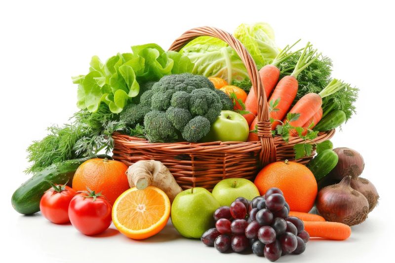 tăng cường rau xanh và trái cây tươi