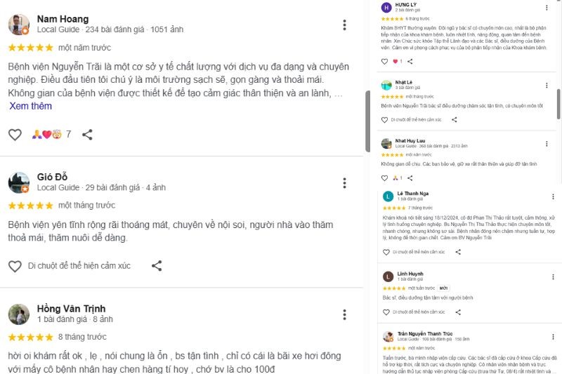 đánh giá của người bệnh về bệnh viện