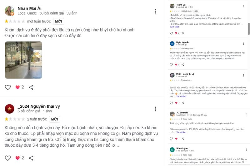 review chân thực của người bệnh về bệnh viện