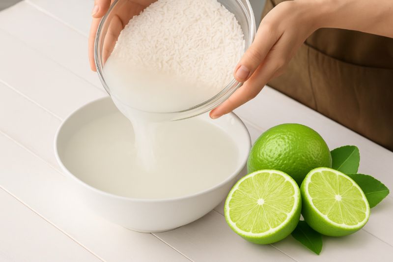 nước vo gạo và chanh đánh bay nám
