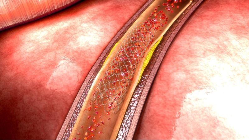 stent kim loại giúp giữ động mạch vành luôn thông suốt