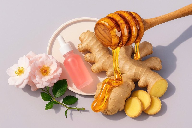 gừng và nước hoa hồng kết hợp xóa đồi mồi